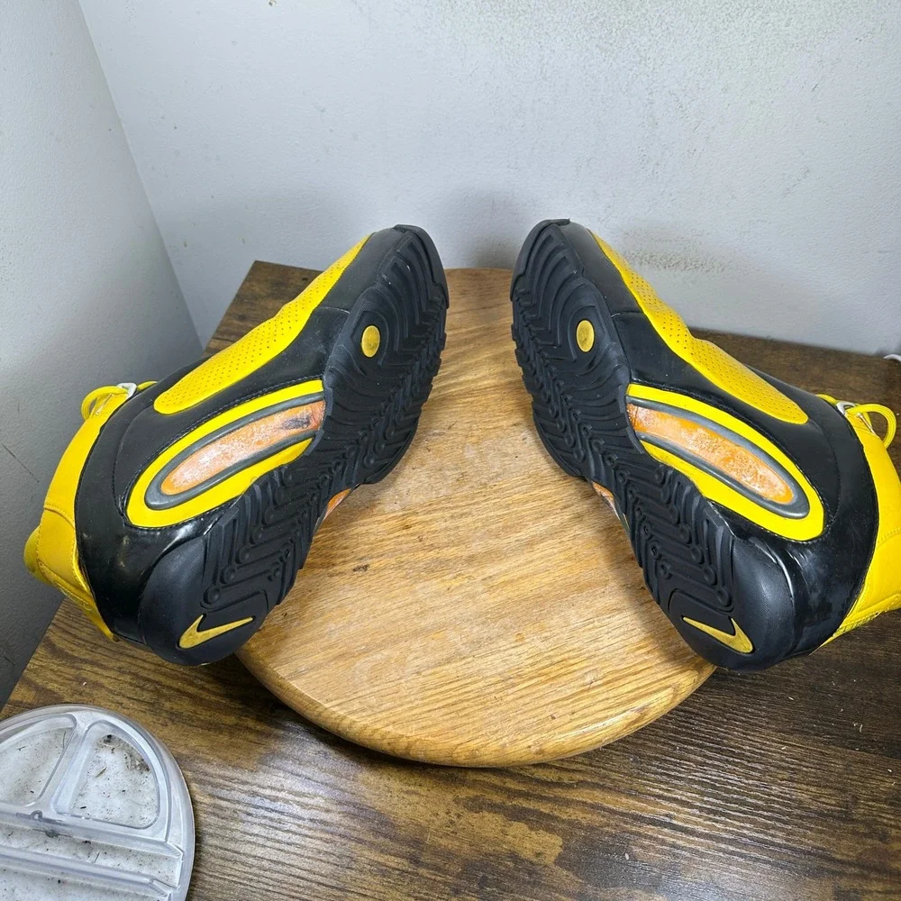 Nike Air Zoom Turbine Mens 11.5 Yellow Black Vintage 2002 Basketball 304070-771